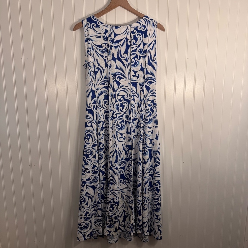 Perceptions A-Line Sleeveless Formal Women’s White & Blue Midi Dress Size Medium - Picture 6 of 13